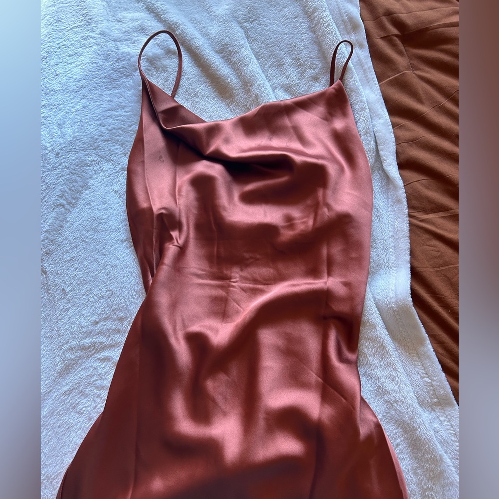 Salmon Petal & Pup Satin slip dress - Picture 5 of 13